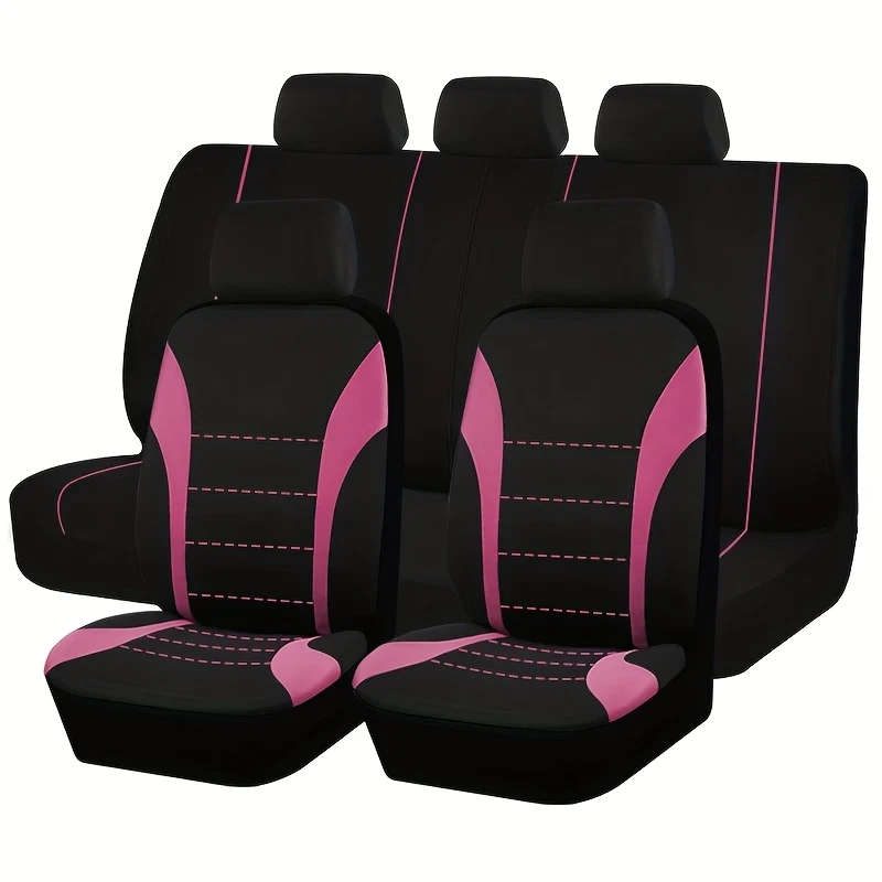 Coprisedili 9 pezzi Set Cuscino per auto Accessori auto Sedile Proteggi SUV Van Camion Cinque posti Airbag universale Sicuro Nero Grigio Rosa Blu Rosso