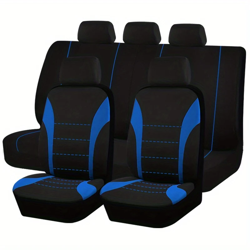 Coprisedili 9 pezzi Set Cuscino per auto Accessori auto Sedile Proteggi SUV Van Camion Cinque posti Airbag universale Sicuro Nero Grigio Rosa Blu Rosso