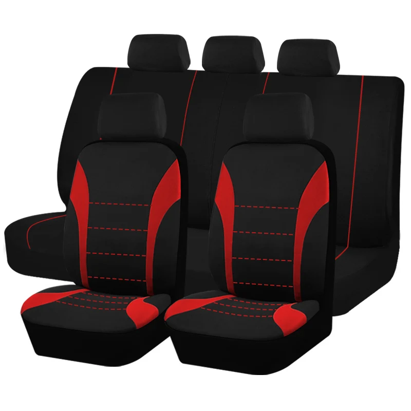 Coprisedili 9 pezzi Set Cuscino per auto Accessori auto Sedile Proteggi SUV Van Camion Cinque posti Airbag universale Sicuro Nero Grigio Rosa Blu Rosso