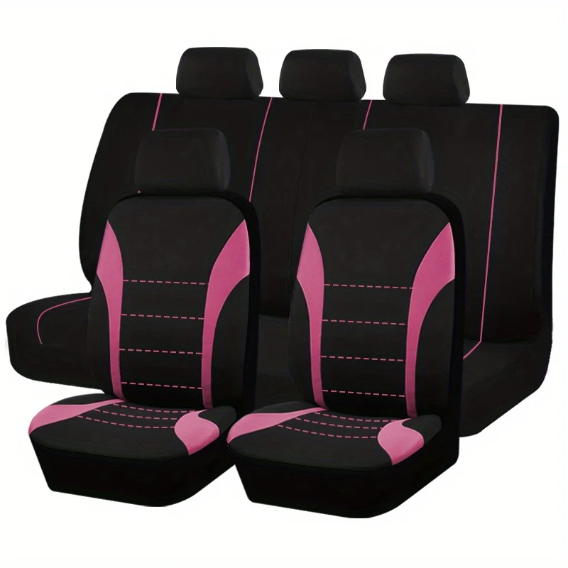 Coprisedili 9 pezzi Set Cuscino per auto Accessori auto Sedile Proteggi SUV Van Camion Cinque posti Airbag universale Sicuro Nero Grigio Rosa Blu Rosso