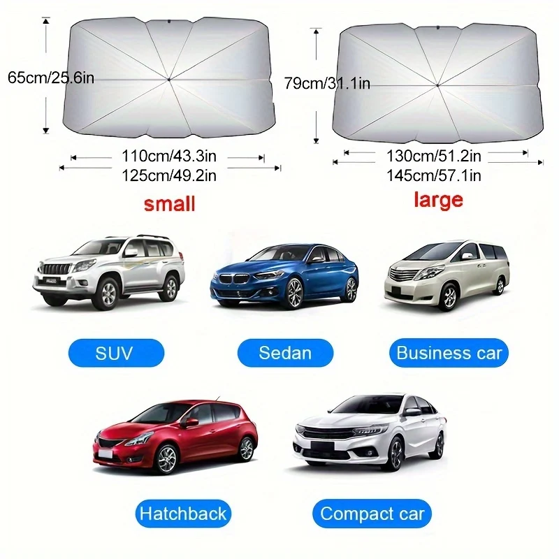 Automobile Windshield Sunshade-Foldable Automobile Umbrella Sunshade, Copertura Parabrezza Anteriore Anti-ultravioletti (protezione Termica) Copertura Parabrezza Card
