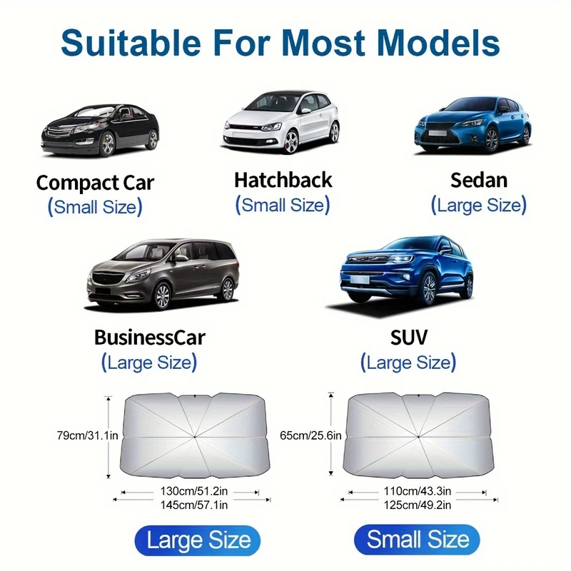 Automobile Windshield Sunshade-Foldable Automobile Umbrella Sunshade, Copertura Parabrezza Anteriore Anti-ultravioletti (protezione Termica) Copertura Parabrezza Card