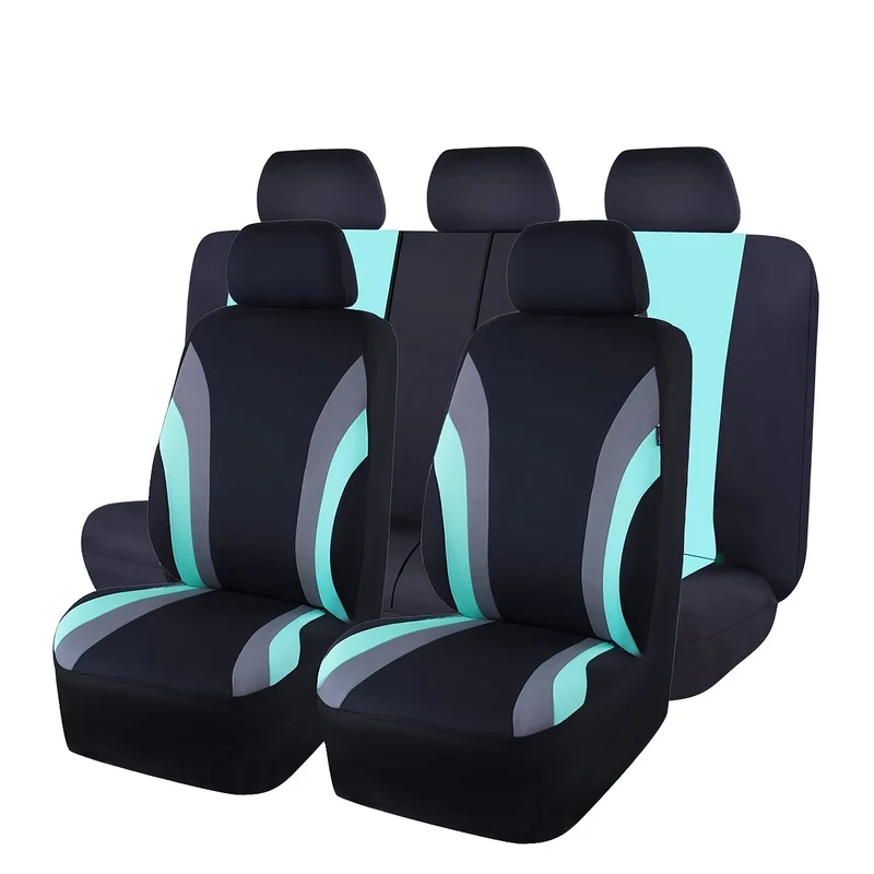 Copertura Del Sedile Dell'auto In Tessuto Di Poliestere Verde Menta Adatta A Tutti I Modelli, Set Di 9 Pezzi