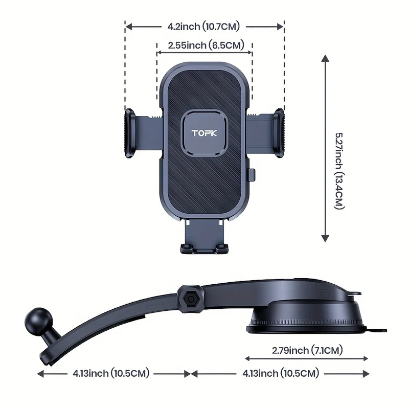 TOPK D38-C Supporto Per Telefono Per Auto, Supporto Per Telefono Cellulare Orizzontale E Verticale Aggiornato Per Cruscotto Auto Compatibile Con Tutti I Telefoni