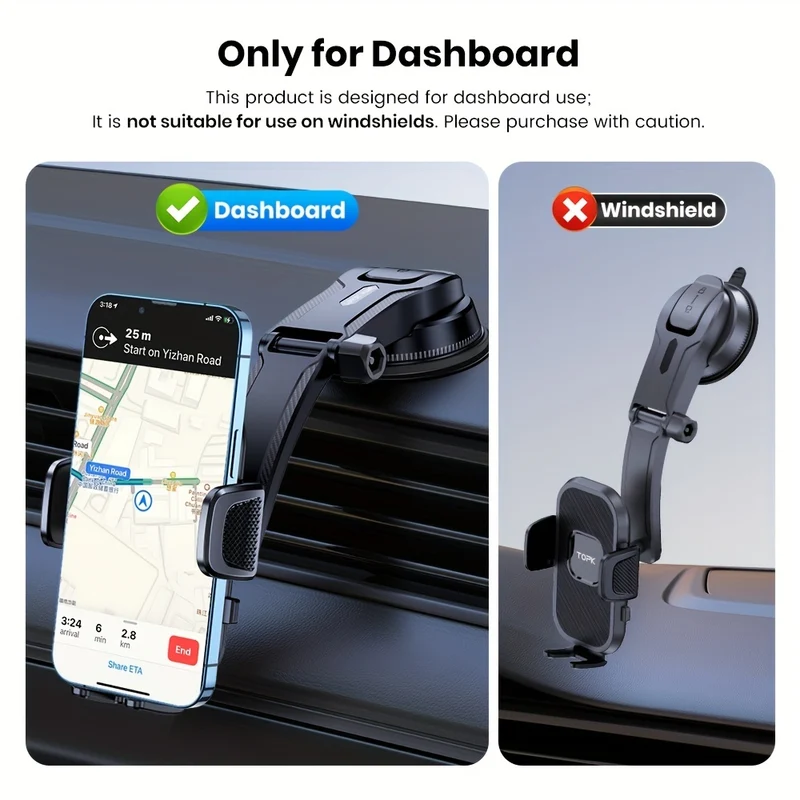 TOPK D38-C Supporto Per Telefono Per Auto, Supporto Per Telefono Cellulare Orizzontale E Verticale Aggiornato Per Cruscotto Auto Compatibile Con Tutti I Telefoni
