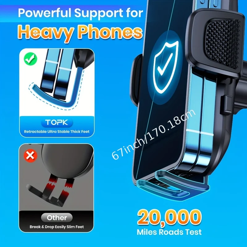 TOPK D38-C Supporto Per Telefono Per Auto, Supporto Per Telefono Cellulare Orizzontale E Verticale Aggiornato Per Cruscotto Auto Compatibile Con Tutti I Telefoni