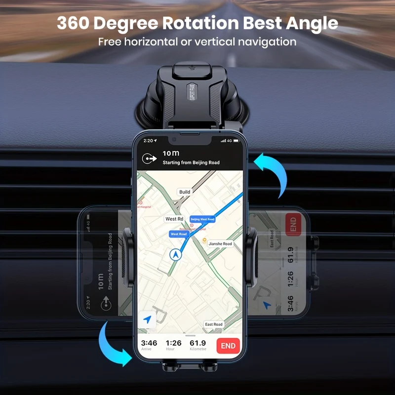 TOPK D38-C Supporto Per Telefono Per Auto, Supporto Per Telefono Cellulare Orizzontale E Verticale Aggiornato Per Cruscotto Auto Compatibile Con Tutti I Telefoni