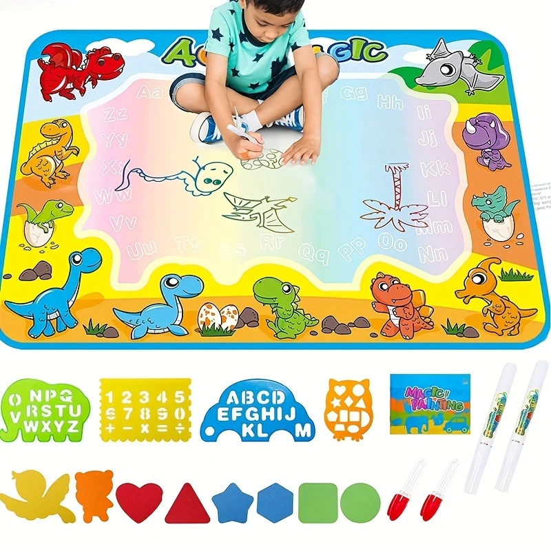 Giocattoli per bambini Water Doodle Mat - Forniture artistiche per colorare per bambini in età prescolare - Giocattolo didattico sui dinosauri per dipingere e disegnare