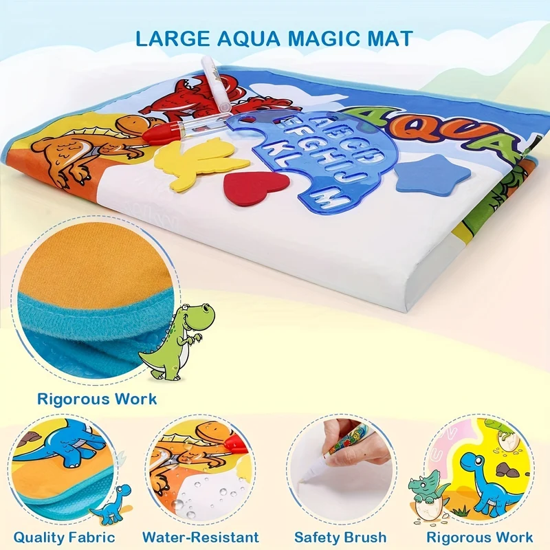 Giocattoli per bambini Water Doodle Mat - Forniture artistiche per colorare per bambini in età prescolare - Giocattolo didattico sui dinosauri per dipingere e disegnare