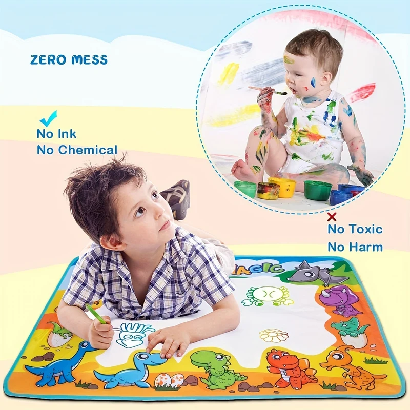 Giocattoli per bambini Water Doodle Mat - Forniture artistiche per colorare per bambini in età prescolare - Giocattolo didattico sui dinosauri per dipingere e disegnare