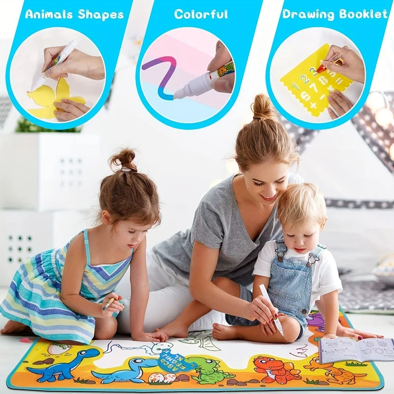 Giocattoli per bambini Water Doodle Mat - Forniture artistiche per colorare per bambini in età prescolare - Giocattolo didattico sui dinosauri per dipingere e disegnare