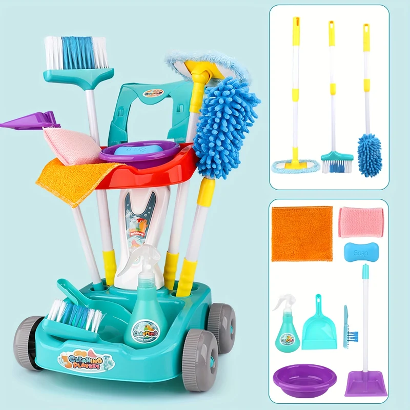 Giochi Di Imitazione Del Bambino Per Bambini Set Di Giocattoli Per La Pulizia Del Carrello Delle Pulizie Per Bambini E Neonati, Gioco Di Imitazione Della Scopa Per Bambini