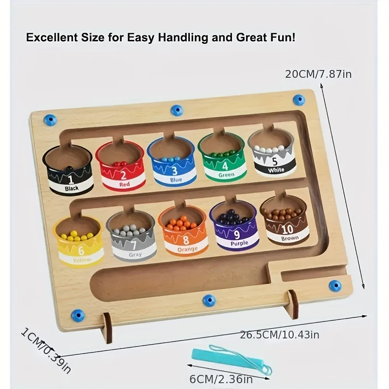 Labirinto magnetico di colori e numeri - Puzzle educativo in legno Montessori da tavolo per bambini - Attività per bambini Conteggio giochi di abbinamento Natale, Halloween, Giorno del Ringraziamento