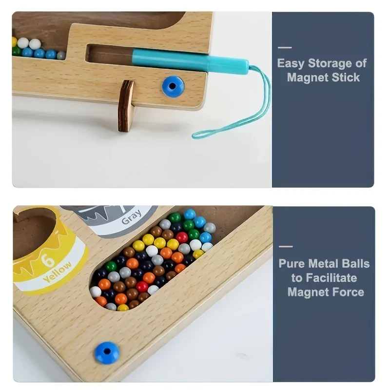 Labirinto magnetico di colori e numeri - Puzzle educativo in legno Montessori da tavolo per bambini - Attività per bambini Conteggio giochi di abbinamento Natale, Halloween, Giorno del Ringraziamento