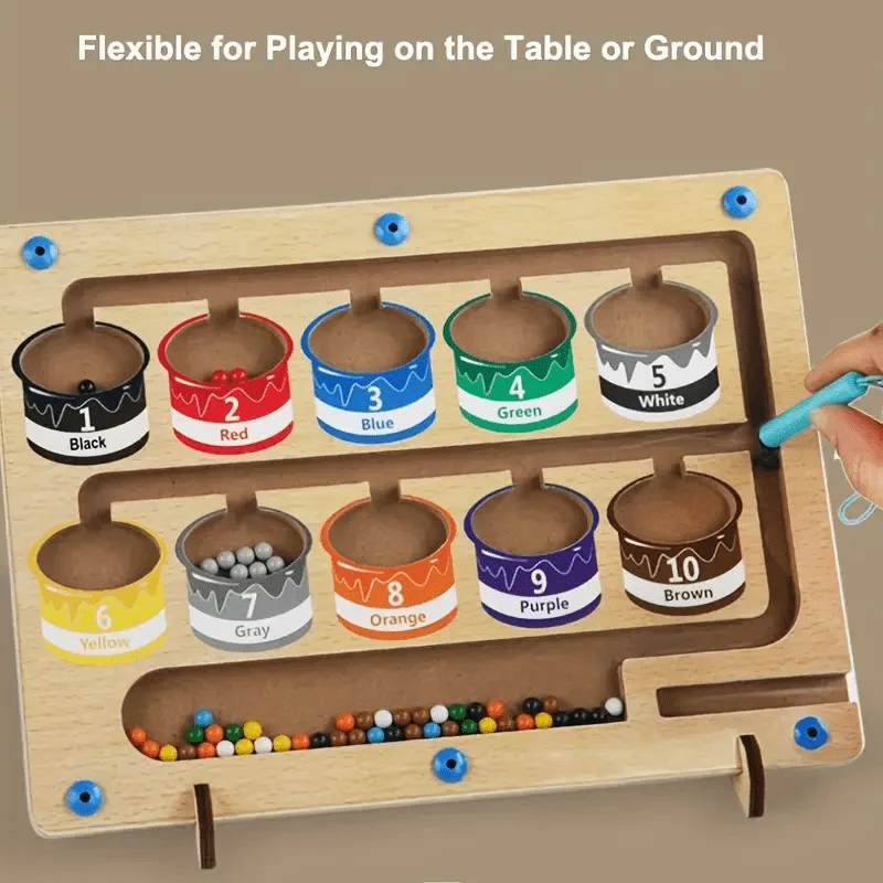 Labirinto magnetico di colori e numeri - Puzzle educativo in legno Montessori da tavolo per bambini - Attività per bambini Conteggio giochi di abbinamento Natale, Halloween, Giorno del Ringraziamento