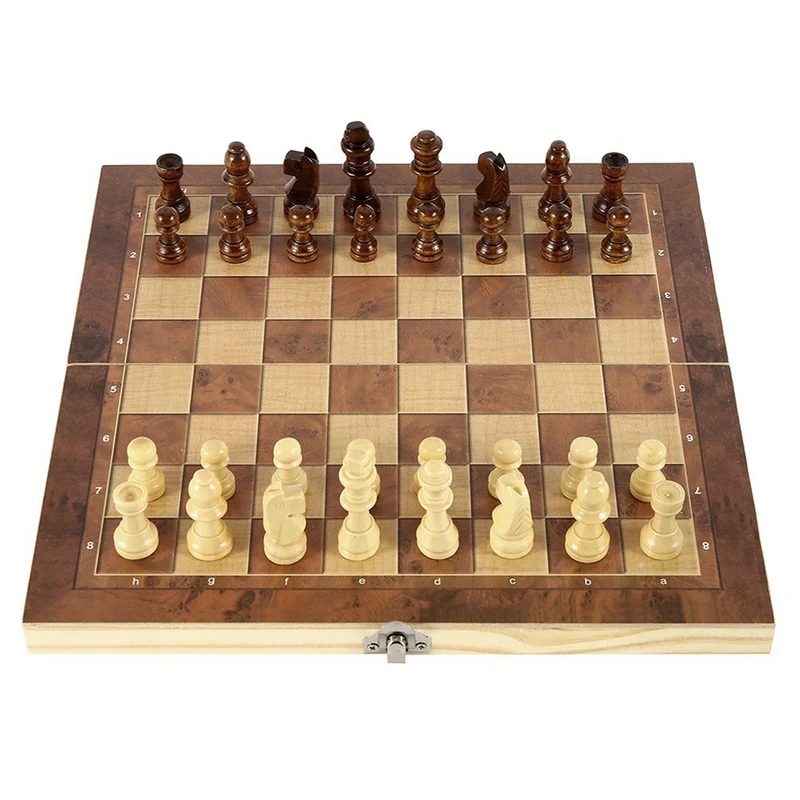 Set di scacchi in legno massello di alta qualità - Gioco da tavolo pieghevole 3 in 1 per divertenti puzzle che risolvono Halloween/Giorno del Ringraziamento/Regalo di Natale