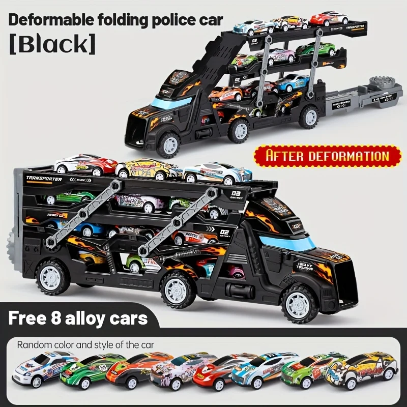 Auto Giocattolo Speciale Della Polizia Simulazione Per Bambini, Retrattile, Pieghevole, Espulsione, Deformazione, Invio Di Otto Piccole Auto, Regalo Di Halloween E Natale Per Ragazzi E Ragazze