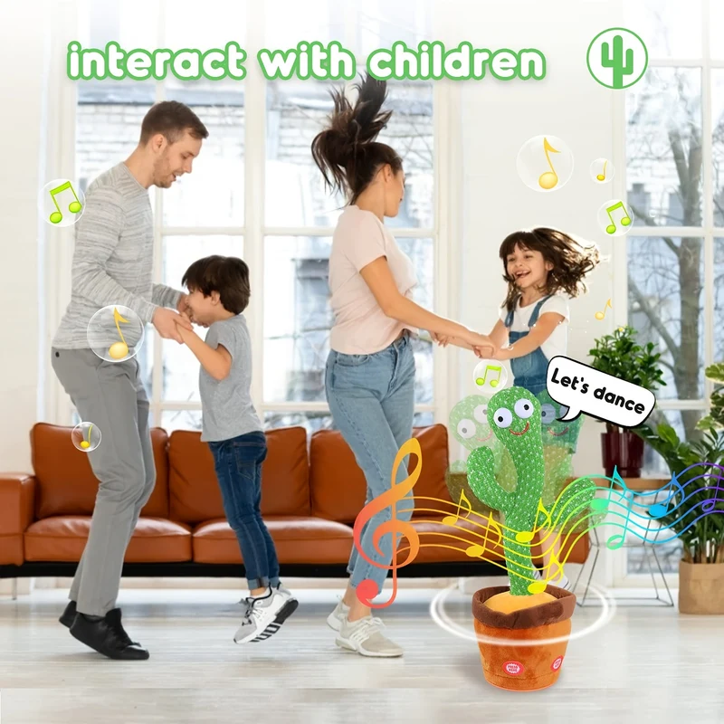 Cactus danzante per bambini, giocattoli parlanti a forma di cactus, cactus cantante, ripete ciò che dici, giocattoli per bambini, cactus peluche parlante elettrico, giocattolo con registratore di voce di 15 secondi per bambini