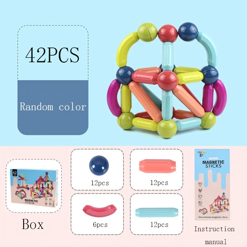 Bastoncini magnetici, mattoncini, giocattoli, magneti 3D, puzzle, giocattoli regalo per bambini, giocattoli Montessori, giocattoli magnetici sensoriali educativi in età prescolare, regalo di Halloween, Natale e Giorno del Ringraziamento