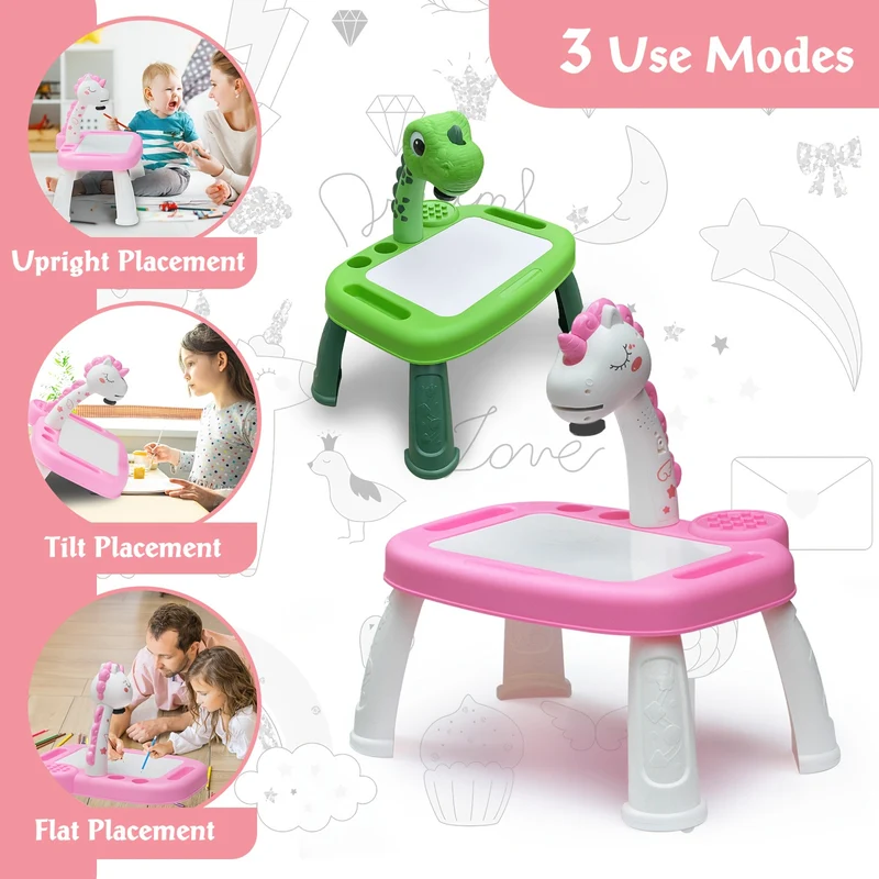 Tavolo da pittura con proiezione di unicorno magico - Lavagna per scarabocchi cancellabile, giocattoli educativi, senza elettricità necessaria - Regali perfetti per compleanno e Natale, Halloween, regalo di Natale, regalo per il Giorno del Ringraziamento