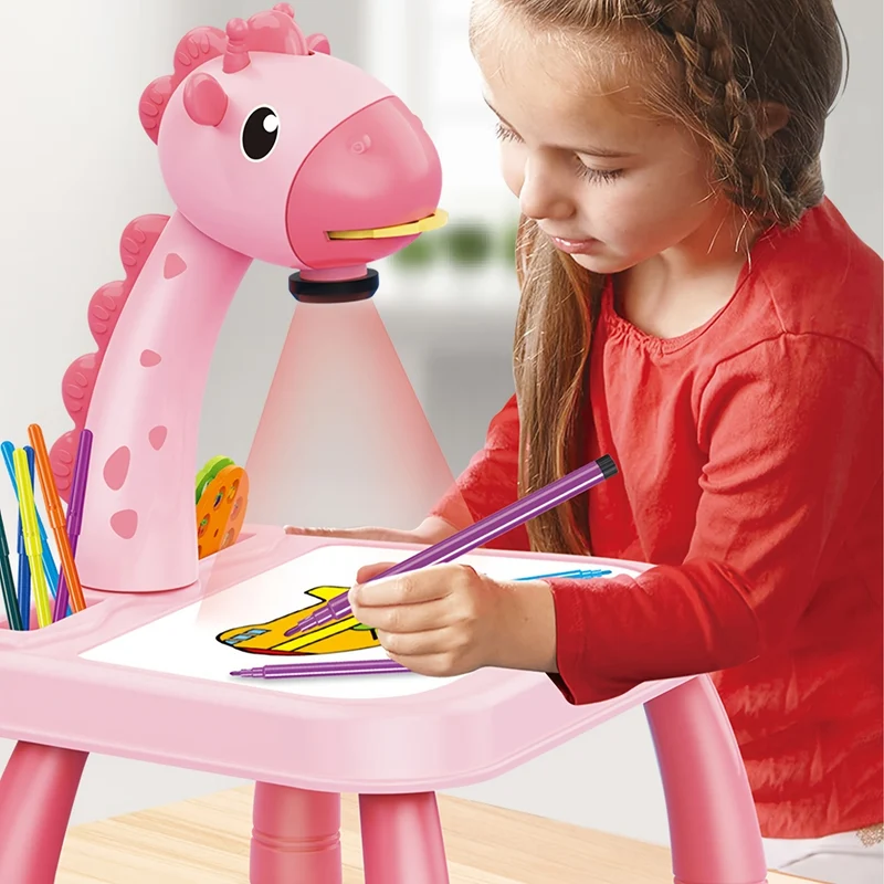 Tavolo da pittura con proiezione di unicorno magico - Lavagna per scarabocchi cancellabile, giocattoli educativi, senza elettricità necessaria - Regali perfetti per compleanno e Natale, Halloween, regalo di Natale, regalo per il Giorno del Ringraziamento