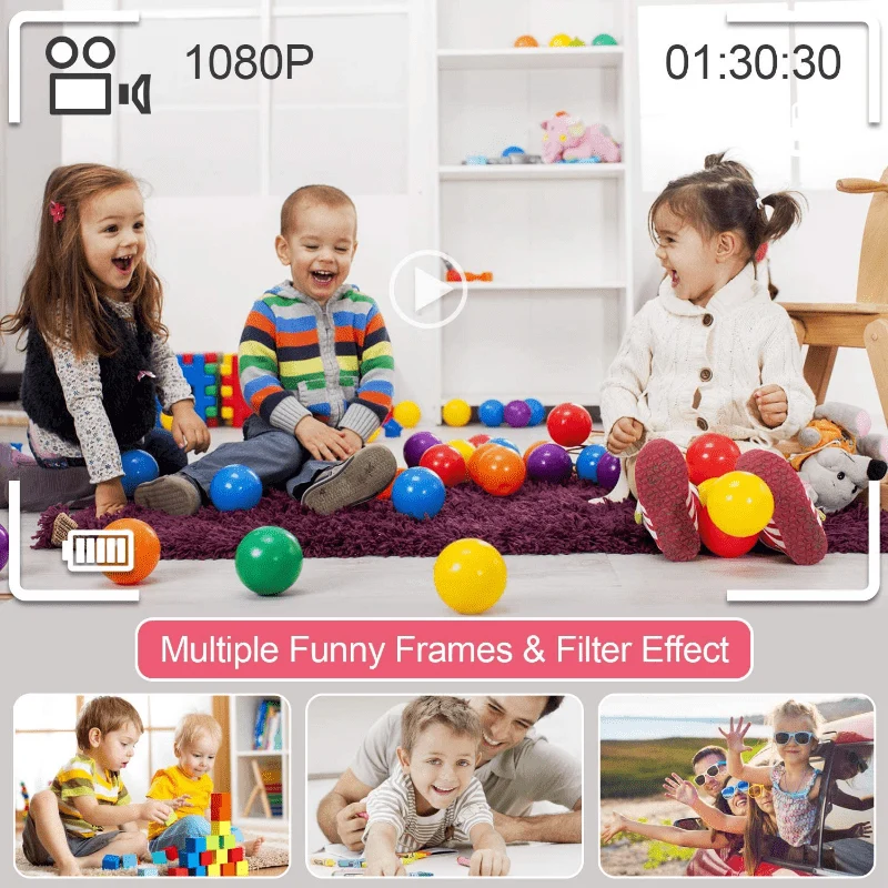 Fotocamera digitale per bambini 1080P, fotocamera ricaricabile per bambini giocattolo a colori con schermo da 5,08 cm 13MP con scheda SD 32G Halloween/Giorno del Ringraziamento/Regalo di Natale