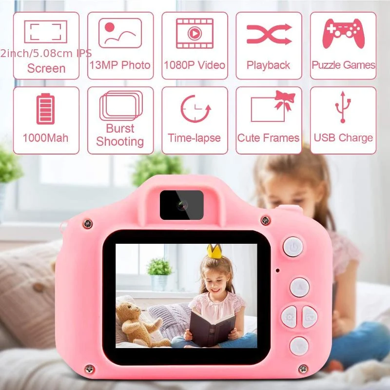 Fotocamera digitale per bambini 1080P, fotocamera ricaricabile per bambini giocattolo a colori con schermo da 5,08 cm 13MP con scheda SD 32G Halloween/Giorno del Ringraziamento/Regalo di Natale