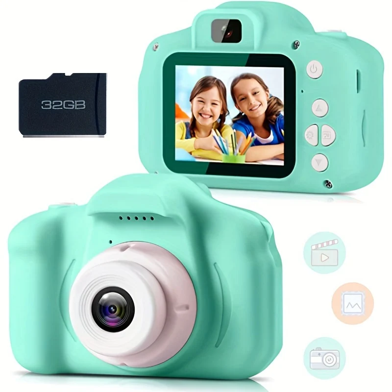 Fotocamera digitale per bambini 1080P, fotocamera ricaricabile per bambini giocattolo a colori con schermo da 5,08 cm 13MP con scheda SD 32G Halloween/Giorno del Ringraziamento/Regalo di Natale