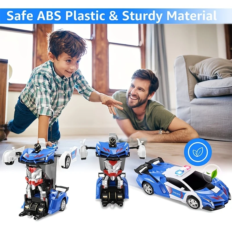 Telecomando A Lunga Distanza Da 2,4 GHz In Scala 1:18 Trasforma Robot Per Auto RC Per Bambini, Deformazione A Un Pulsante, Macchinina Della Polizia Con Deriva A 360 Gradi, Ottimi Giocattoli Regalo