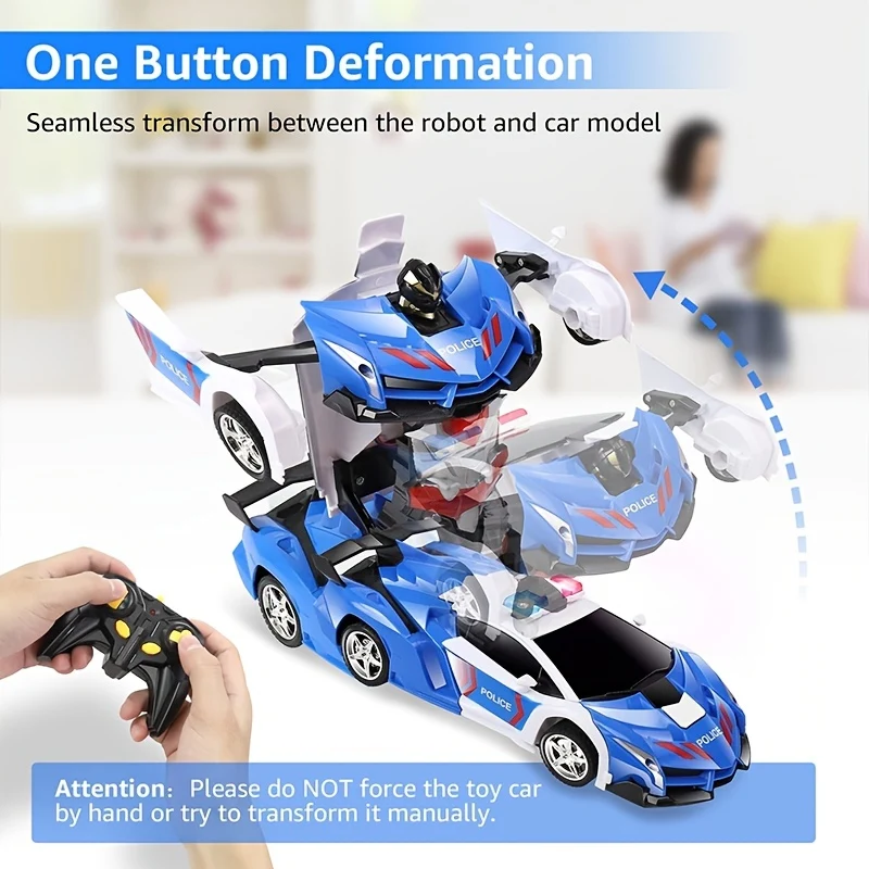 Telecomando A Lunga Distanza Da 2,4 GHz In Scala 1:18 Trasforma Robot Per Auto RC Per Bambini, Deformazione A Un Pulsante, Macchinina Della Polizia Con Deriva A 360 Gradi, Ottimi Giocattoli Regalo
