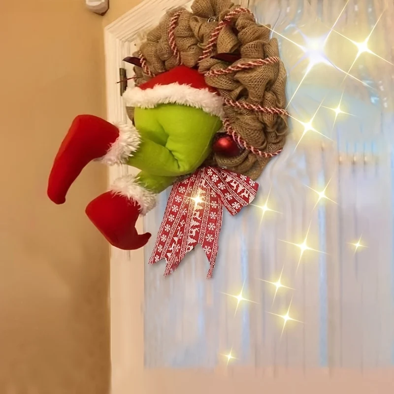 Ghirlanda di Natale da ladro Decorazione per la porta d'ingresso Decorazione per riunioni di famiglia Parete per finestra Ghirlanda per interni ed esterni Natale Halloween Regalo del Ringraziamento Natale, Halloween, Regalo del Giorno del Ringraziamento
