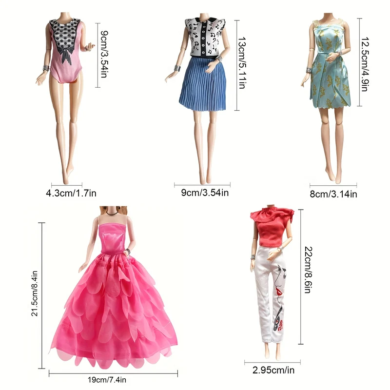 31Pack Abiti e Accessori per Bambole 5 Abiti alla Moda 3 Abiti da Sera 3 Bikini 5 Outfit 10 Scarpe 5 Occhiali per Bambole da 29,21 cm
