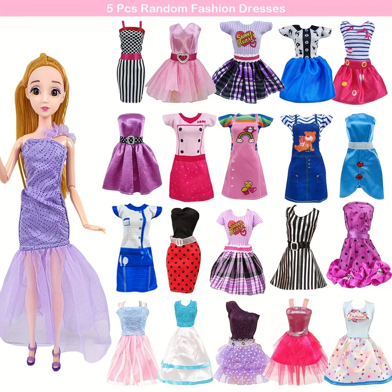 31Pack Abiti e Accessori per Bambole 5 Abiti alla Moda 3 Abiti da Sera 3 Bikini 5 Outfit 10 Scarpe 5 Occhiali per Bambole da 29,21 cm