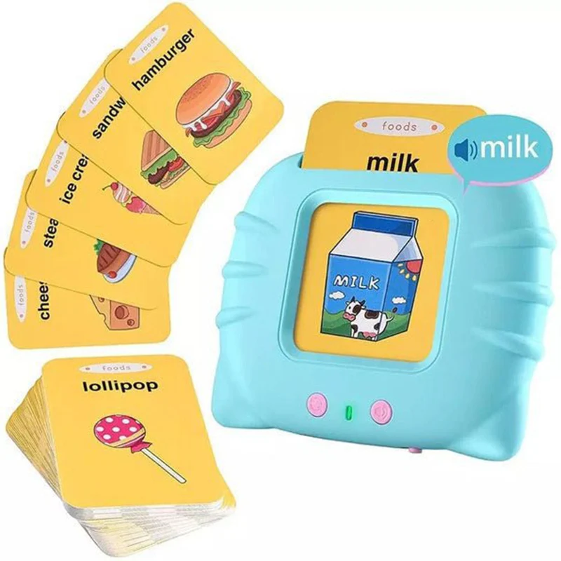 Tablet educativo con gatti dei cartoni animati da 224 carte: parole inglesi per l'apprendimento della lettura di flashcard per bambini con cavo di ricarica USB, regalo di Halloween, Natale e Giorno del Ringraziamento