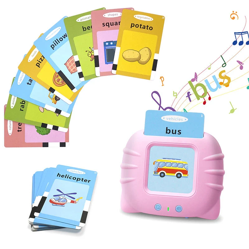 Tablet educativo con gatti dei cartoni animati da 224 carte: parole inglesi per l'apprendimento della lettura di flashcard per bambini con cavo di ricarica USB, regalo di Halloween, Natale e Giorno del Ringraziamento