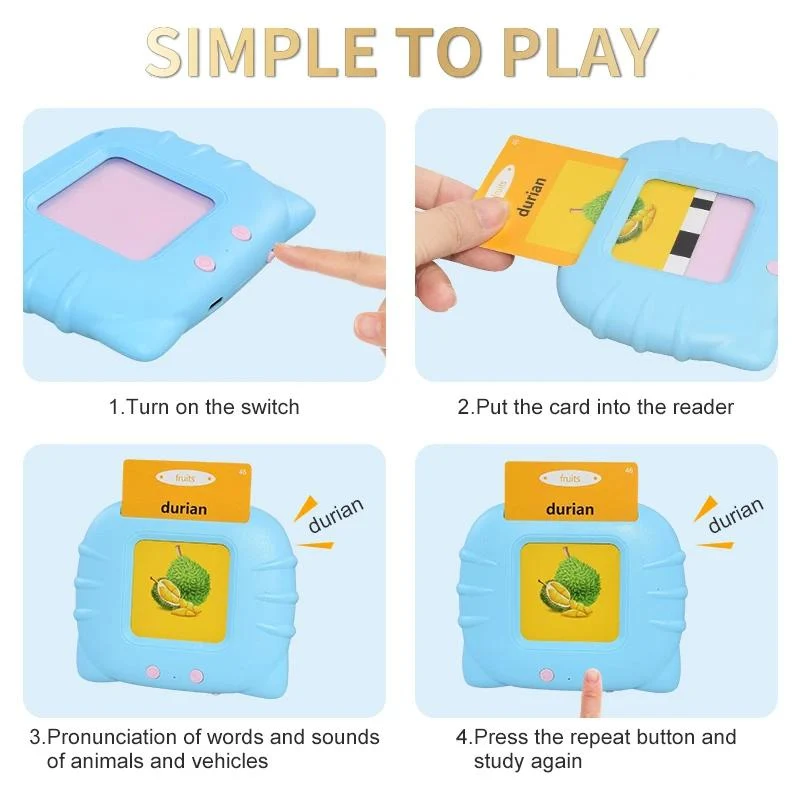 Tablet educativo con gatti dei cartoni animati da 224 carte: parole inglesi per l'apprendimento della lettura di flashcard per bambini con cavo di ricarica USB, regalo di Halloween, Natale e Giorno del Ringraziamento
