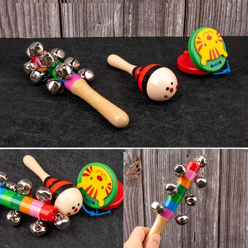 9 In 1 Giocattoli Montessori In Legno, Set Di Campanelli A Sonagli A Sfera, Tamburo A Colonna, Strumenti Musicali, Educazione Dell'Infanzia, Giocattoli Per Bambini, Regalo Di Natale