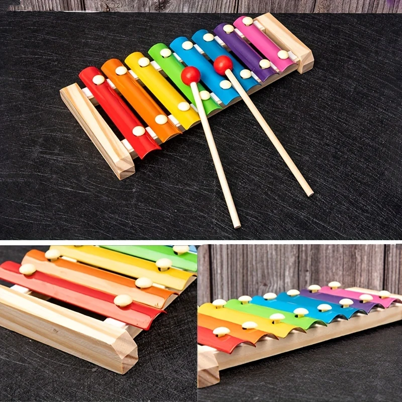 9 In 1 Giocattoli Montessori In Legno, Set Di Campanelli A Sonagli A Sfera, Tamburo A Colonna, Strumenti Musicali, Educazione Dell'Infanzia, Giocattoli Per Bambini, Regalo Di Natale