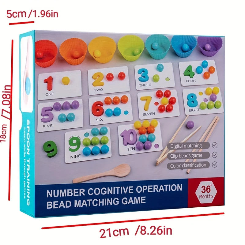1 Set Di Montessori Math Teaching AIDS Baby Number Cognition Matching Puzzle Benefit Intelligence Clip Beads Giocattoli Per Azioni Fini Per Bambini