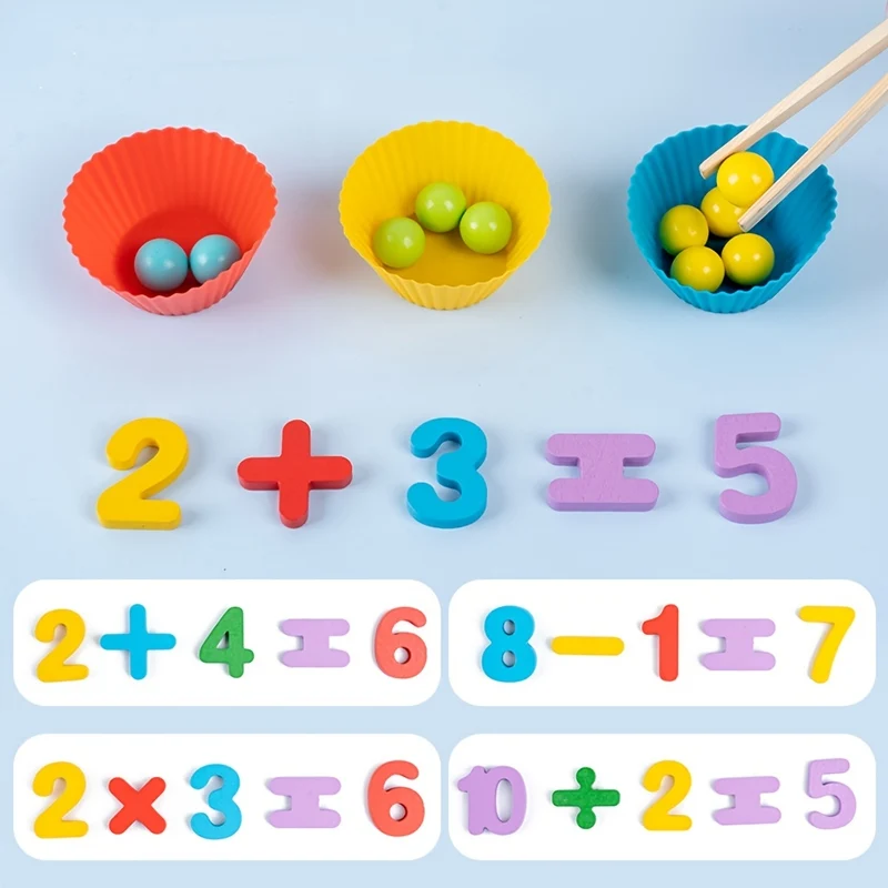 1 Set Di Montessori Math Teaching AIDS Baby Number Cognition Matching Puzzle Benefit Intelligence Clip Beads Giocattoli Per Azioni Fini Per Bambini