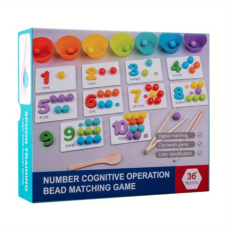 1 Set Di Montessori Math Teaching AIDS Baby Number Cognition Matching Puzzle Benefit Intelligence Clip Beads Giocattoli Per Azioni Fini Per Bambini