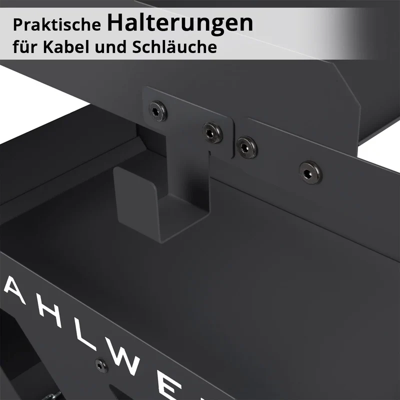 STAHLWERK Schweißwagen SW-800-ST mit 1,5 mm Wandstärke | Longlife-Gummirollen | Gerätewagen für Schweißgeräte und Plasmaschneider mit Kabel- und Schlauchhalterung sowie Kettensicherung für Gasflaschen