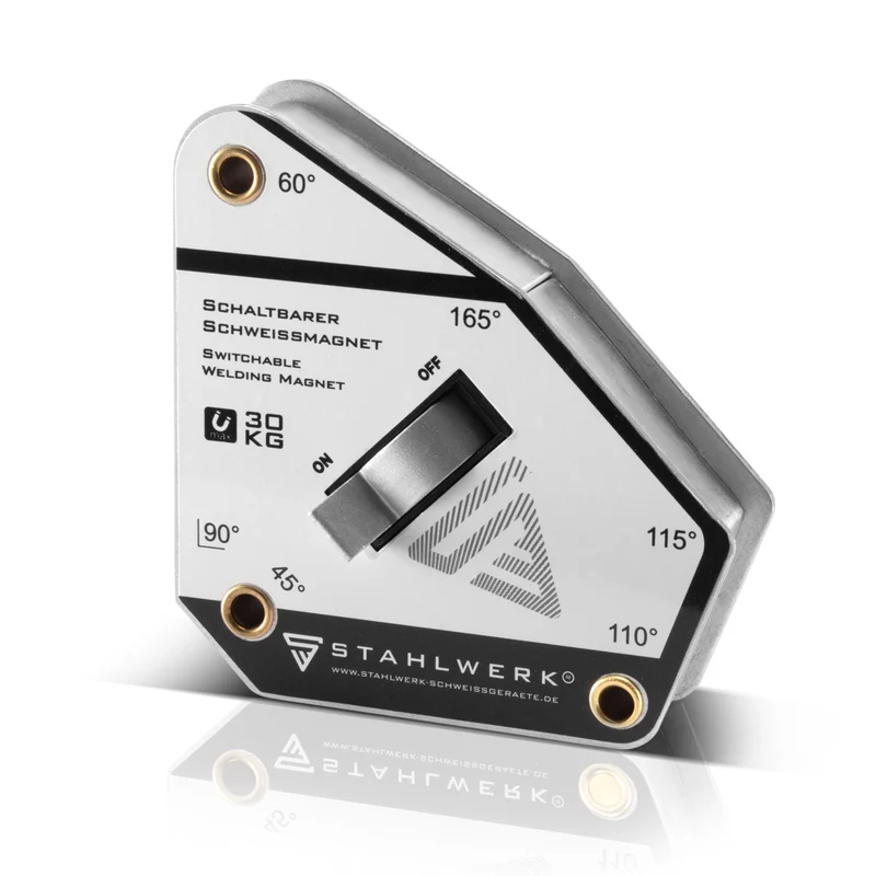 STAHLWERK Magnet-Schweißwinkel Magnetwinkel Schweißmagnet schaltbar 45° bis 165° 30 kg / 66 lbs