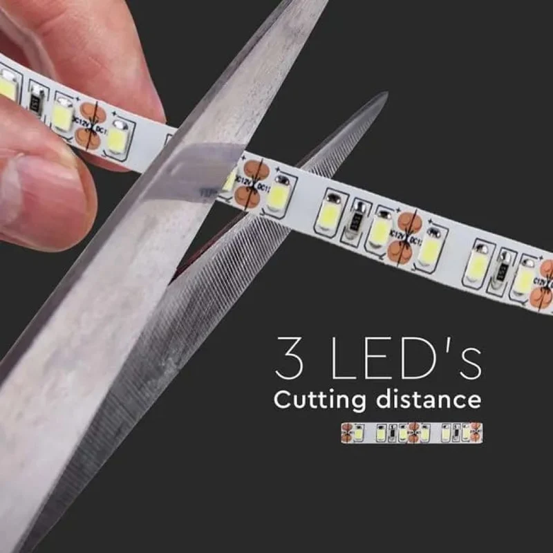 5MT SKU 212597 VT-2835 168 V-TAC Strip LED SMD2835 12W/m 168 LED/m 140LM/W 24V 4000K IP20 10mm