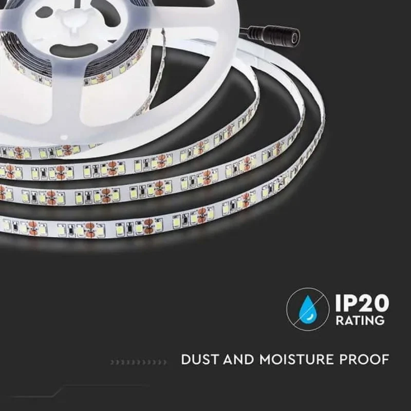5MT SKU 212597 VT-2835 168 V-TAC Strip LED SMD2835 12W/m 168 LED/m 140LM/W 24V 4000K IP20 10mm
