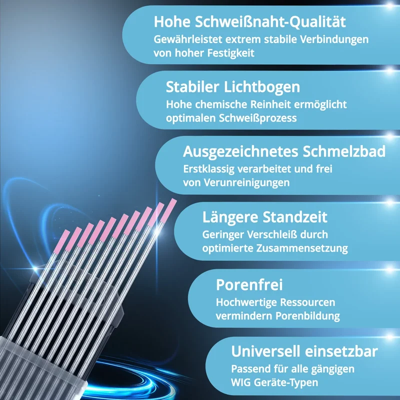 STAHLWERK Wolframelektroden / Schweißelektroden WX Pink 2,4 x 175 mm im praktischen 10er Set