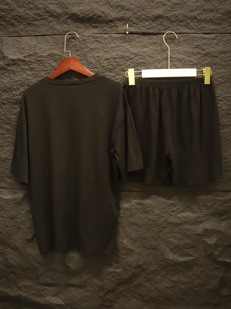 Set Da Due Pezzi Con Stampa Casual A Lettere, Completo Con Maglietta A Maniche Corte Con Scollo Rotondo, E Pantaloncini A Vita Alta, Abbigliamento Femminile