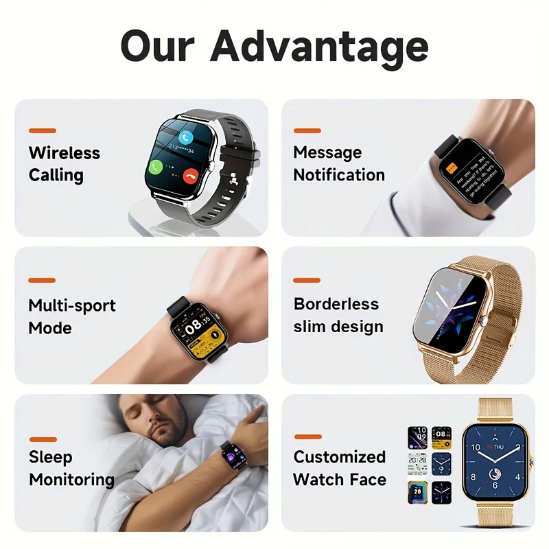 2023 NUOVO Smart Watch 4,65 Cm Pollici Chiamate/ricezione Wireless Frequenza Cardiaca Ossigeno Nel Sangue Pressione Sanguigna Monitoraggio Della Salute Del Sonno Promemoria Sedentario Per Telefoni Android E IOS Per Uomini E Donne