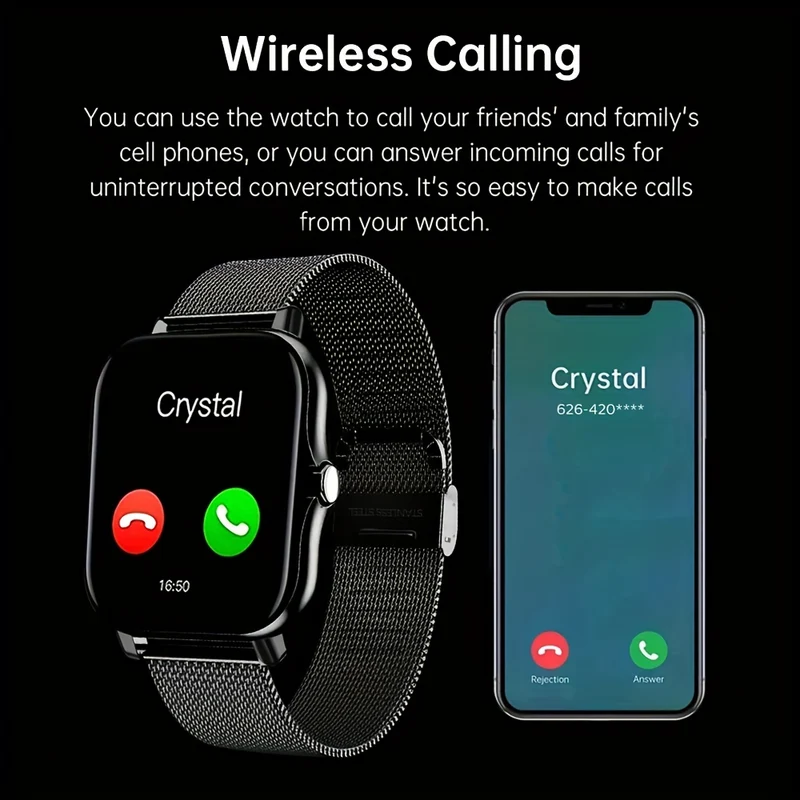 2023 NUOVO Smart Watch 4,65 Cm Pollici Chiamate/ricezione Wireless Frequenza Cardiaca Ossigeno Nel Sangue Pressione Sanguigna Monitoraggio Della Salute Del Sonno Promemoria Sedentario Per Telefoni Android E IOS Per Uomini E Donne