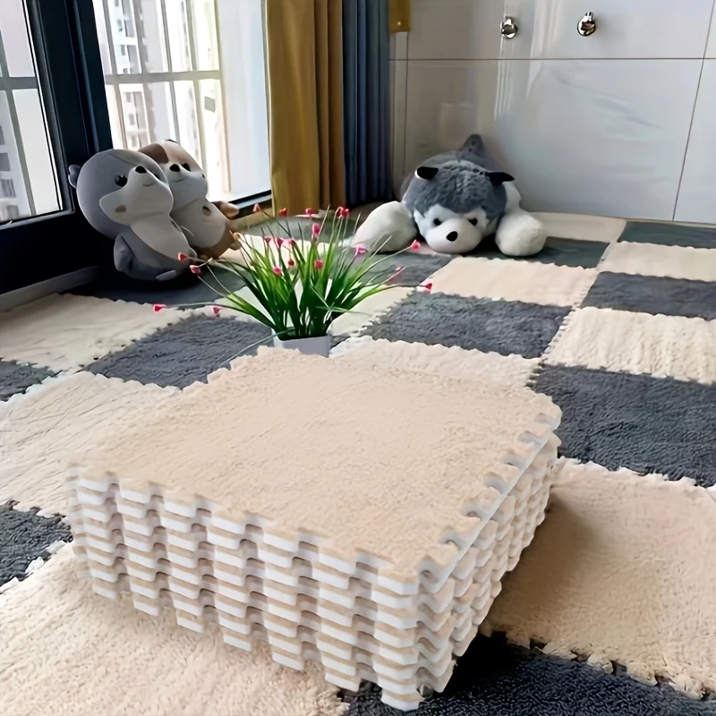 12 Pezzi Peluche Puzzle Tappetino In Schiuma Tappetino Per Finestra A Bovindo Tappetino Per Sedile, Tappeto Quadrato Ad Incastro Soffice Tappeto, Tappetini Protettivi Antiscivolo Per Sedili Comfort Tappetini In Schiuma, 11,8 * 11,8 * 0,4 Pollici